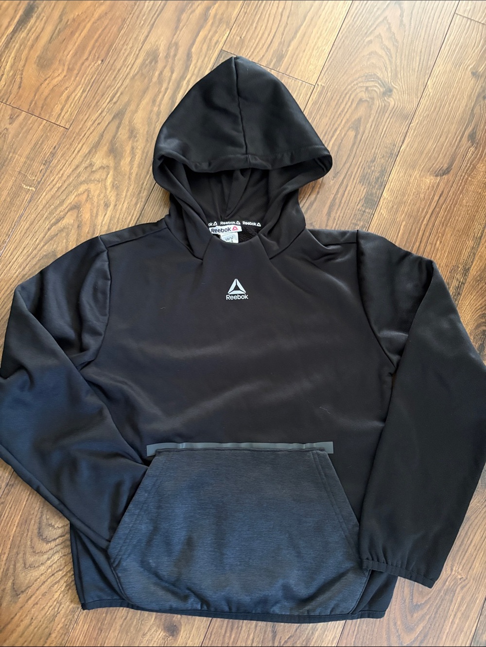 Reebok Kids Black Hooded Pullover with Front Pocket
